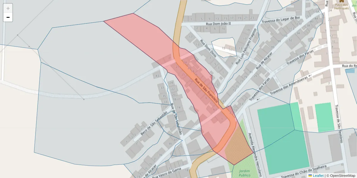 Mapa detalhado do código postal 7090-039 com limites, códigos postais vizinhos e agências dos correios
