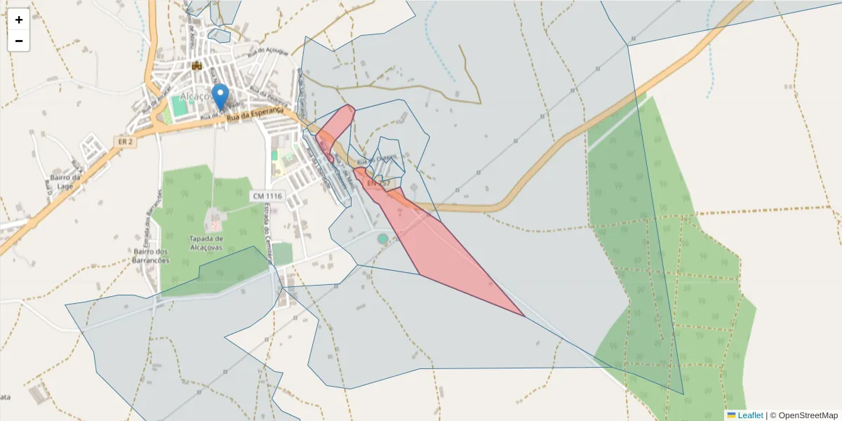 Mapa detalhado do código postal 7090-055 com limites, códigos postais vizinhos e agências dos correios