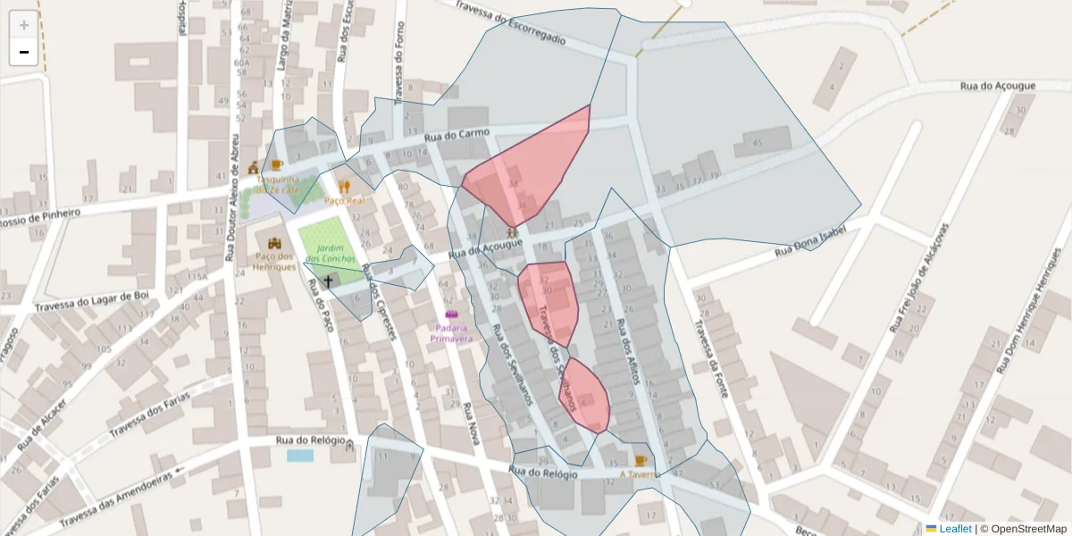 Mapa detalhado do código postal 7090-077 com limites, códigos postais vizinhos e agências dos correios