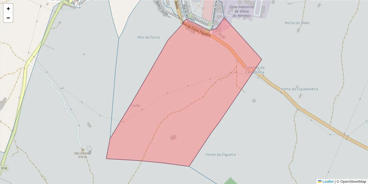 Mapa detalhado do código postal 7090-243 com limites, códigos postais vizinhos e agências dos correios