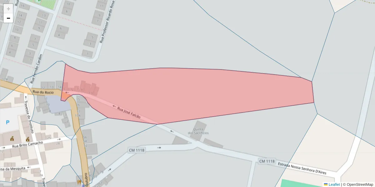 Mapa detalhado do código postal 7090-276 com limites, códigos postais vizinhos e agências dos correios