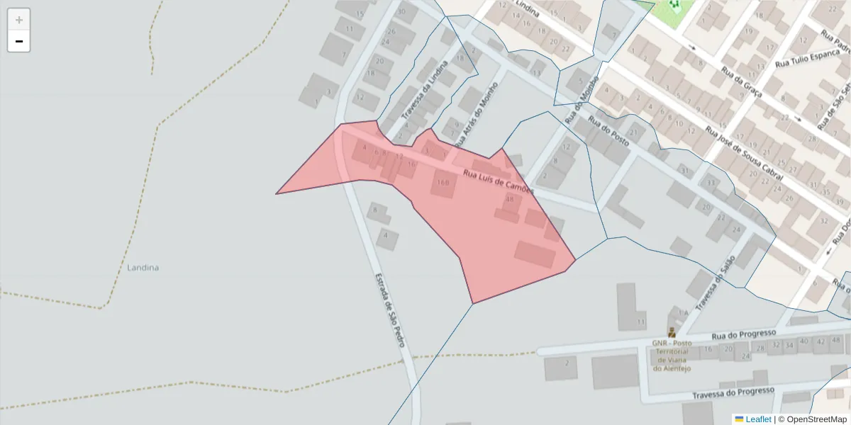 Mapa detalhado do código postal 7090-278 com limites, códigos postais vizinhos e agências dos correios