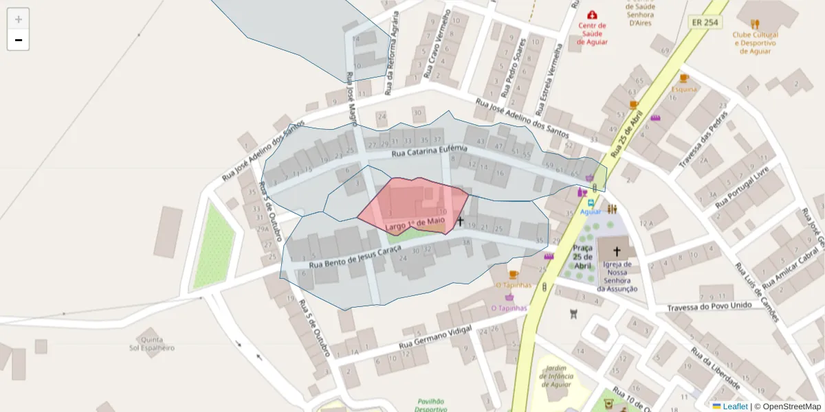 Mapa detalhado do código postal 7090-403 com limites, códigos postais vizinhos e agências dos correios