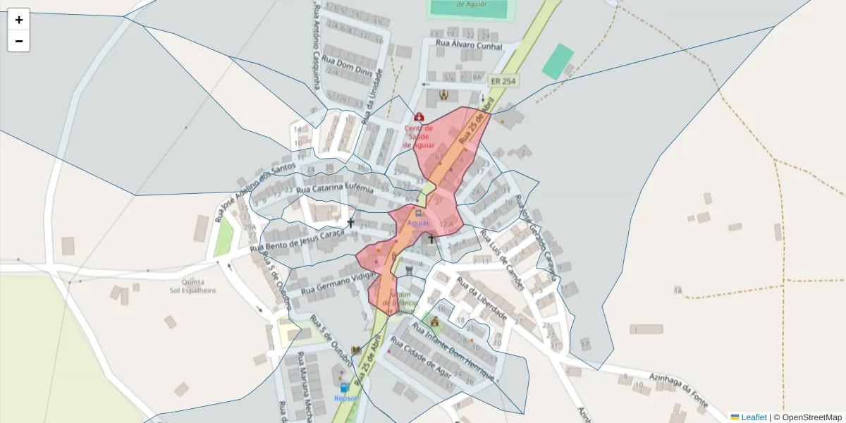 Mapa detalhado do código postal 7090-406 com limites, códigos postais vizinhos e agências dos correios