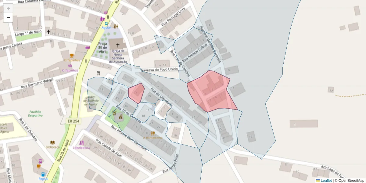 Mapa detalhado do código postal 7090-408 com limites, códigos postais vizinhos e agências dos correios