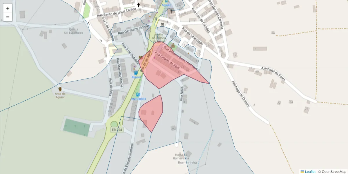 Mapa detalhado do código postal 7090-413 com limites, códigos postais vizinhos e agências dos correios