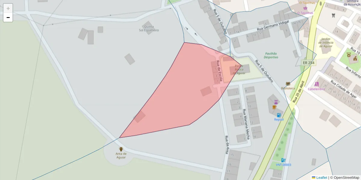 Mapa detalhado do código postal 7090-414 com limites, códigos postais vizinhos e agências dos correios