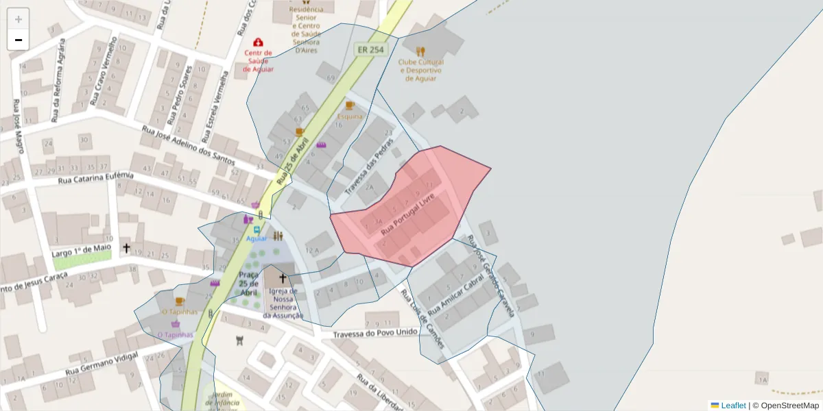 Mapa detalhado do código postal 7090-417 com limites, códigos postais vizinhos e agências dos correios