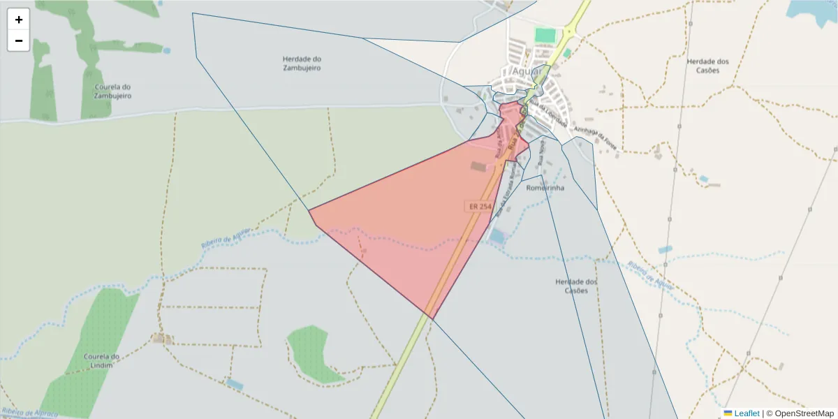 Mapa detalhado do código postal 7090-419 com limites, códigos postais vizinhos e agências dos correios