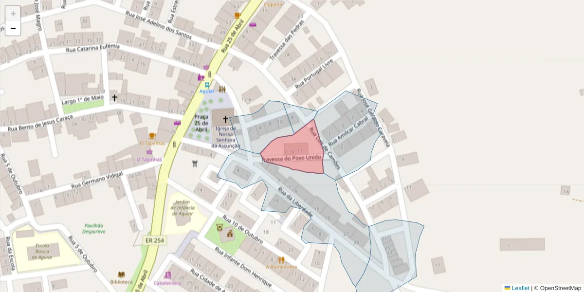 Mapa detalhado do código postal 7090-429 com limites, códigos postais vizinhos e agências dos correios