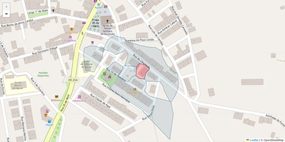 Mapa detalhado do código postal 7090-430 com limites, códigos postais vizinhos e agências dos correios