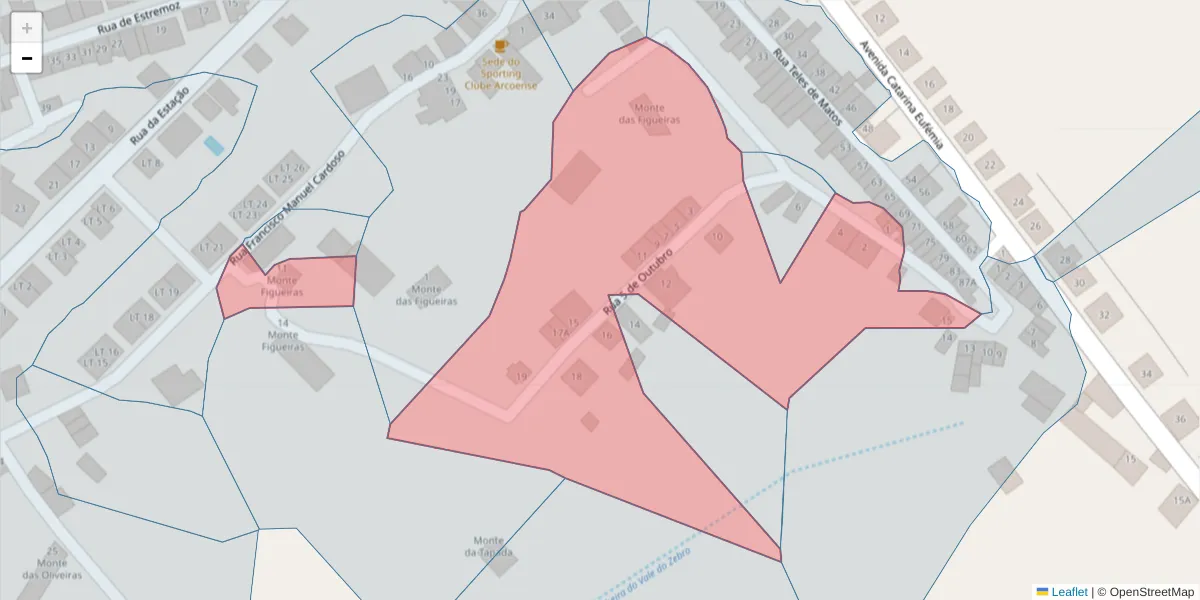 Mapa detalhado do código postal 7100-020 com limites, códigos postais vizinhos e agências dos correios