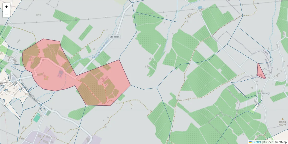 Mapa detalhado do código postal 7100-031 com limites, códigos postais vizinhos e agências dos correios