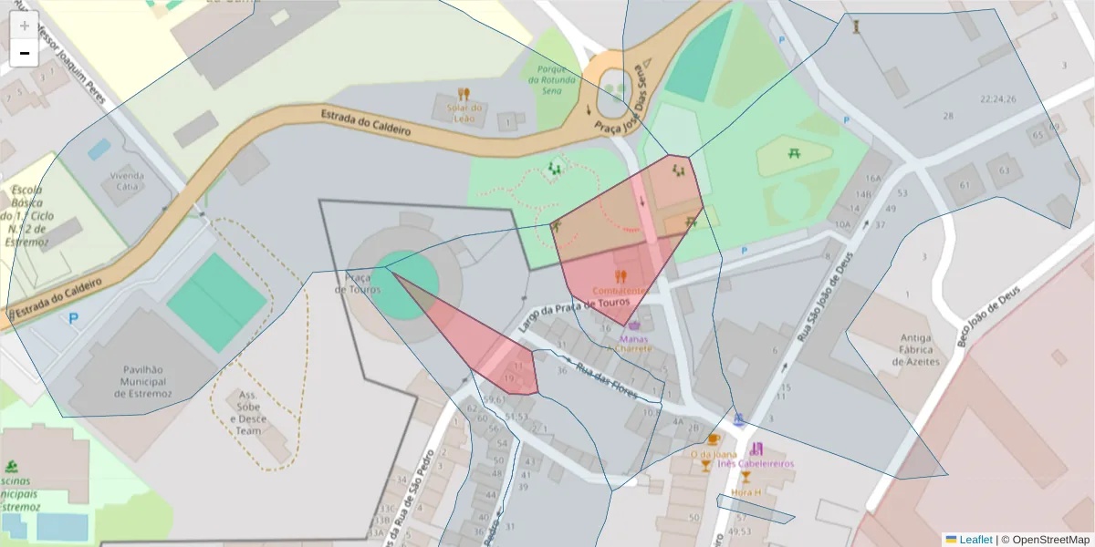 Mapa detalhado do código postal 7100-109 com limites, códigos postais vizinhos e agências dos correios