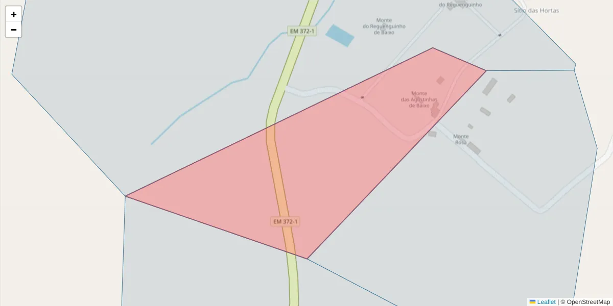 Mapa detalhado do código postal 7100-227 com limites, códigos postais vizinhos e agências dos correios