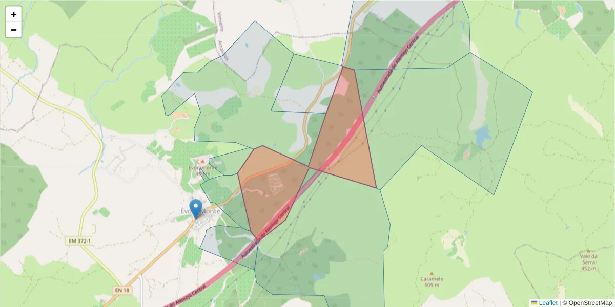 Mapa detalhado do código postal 7100-236 com limites, códigos postais vizinhos e agências dos correios