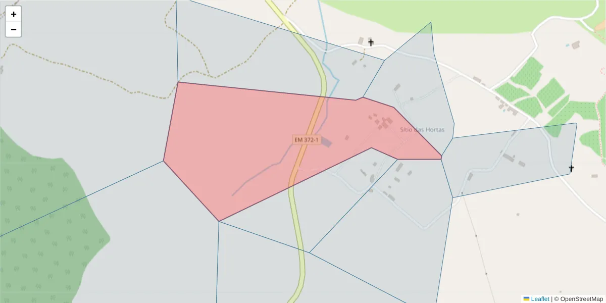 Mapa detalhado do código postal 7100-242 com limites, códigos postais vizinhos e agências dos correios