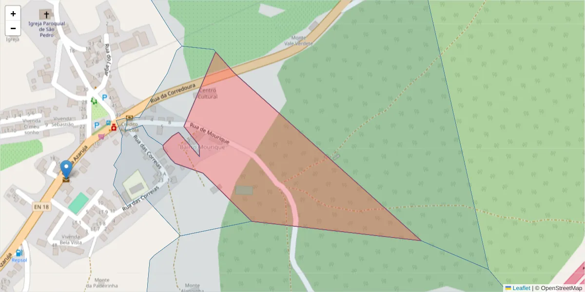 Mapa detalhado do código postal 7100-300 com limites, códigos postais vizinhos e agências dos correios