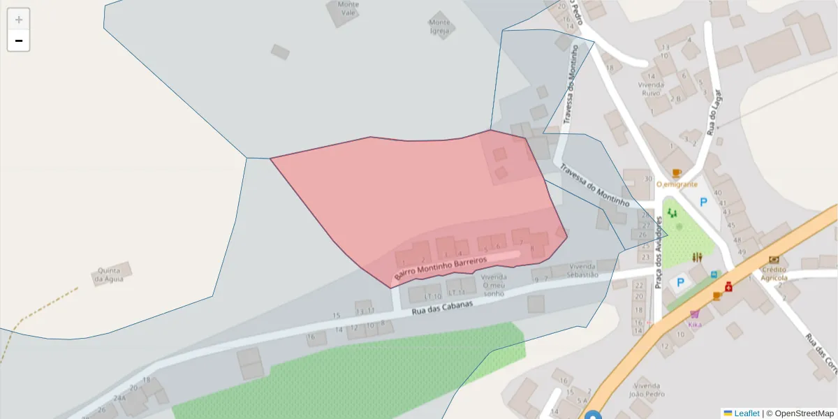 Mapa detalhado do código postal 7100-301 com limites, códigos postais vizinhos e agências dos correios