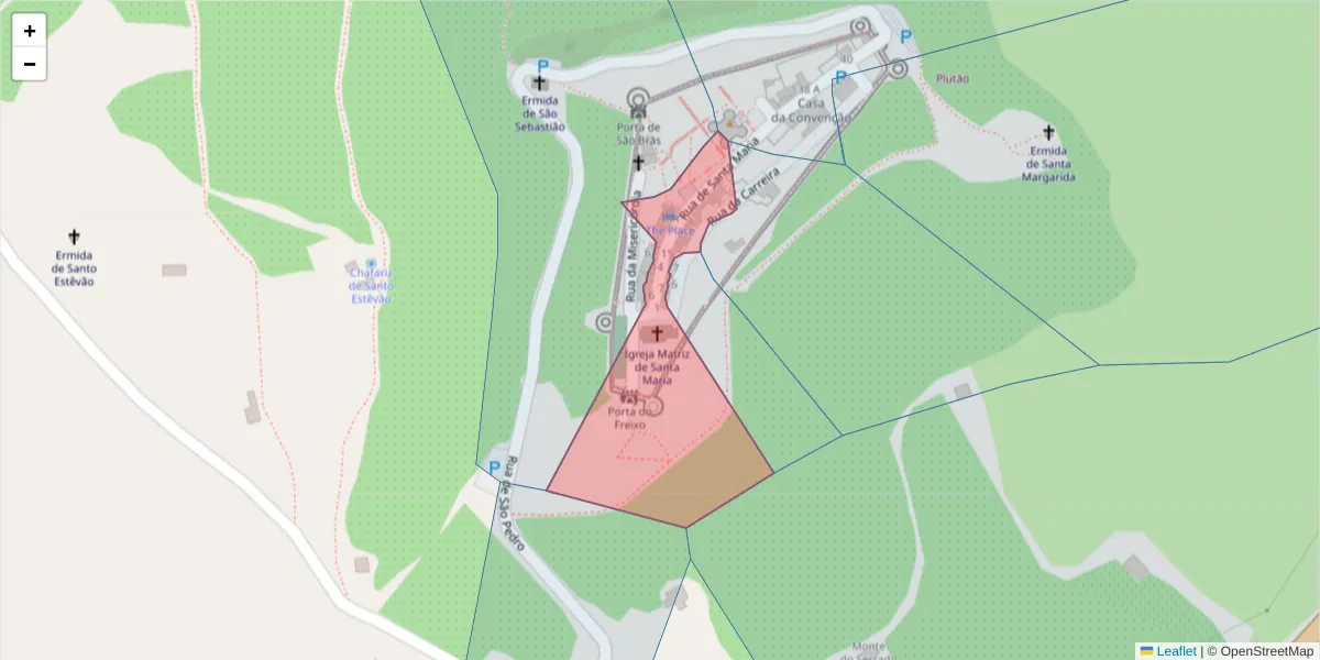 Mapa detalhado do código postal 7100-314 com limites, códigos postais vizinhos e agências dos correios