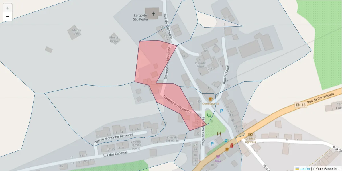 Mapa detalhado do código postal 7100-318 com limites, códigos postais vizinhos e agências dos correios