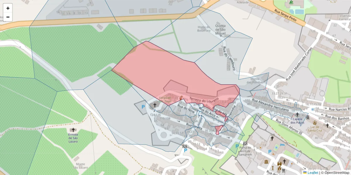 Mapa detalhado do código postal 7100-511 com limites, códigos postais vizinhos e agências dos correios