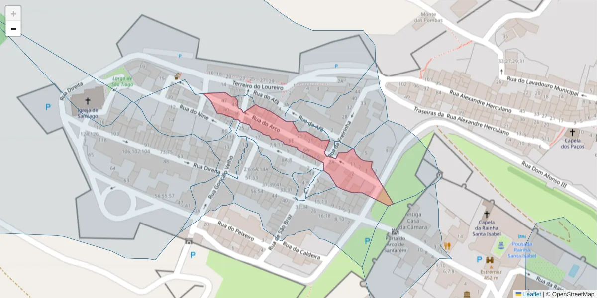 Mapa detalhado do código postal 7100-538 com limites, códigos postais vizinhos e agências dos correios