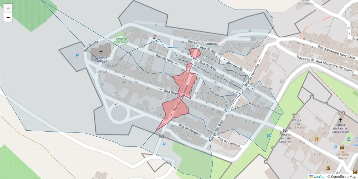 Mapa detalhado do código postal 7100-551 com limites, códigos postais vizinhos e agências dos correios