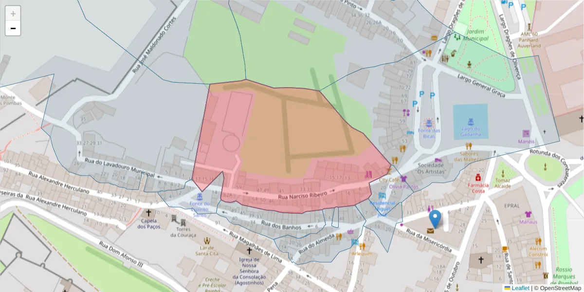 Mapa detalhado do código postal 7100-554 com limites, códigos postais vizinhos e agências dos correios