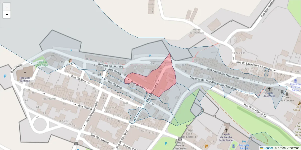 Mapa detalhado do código postal 7100-557 com limites, códigos postais vizinhos e agências dos correios