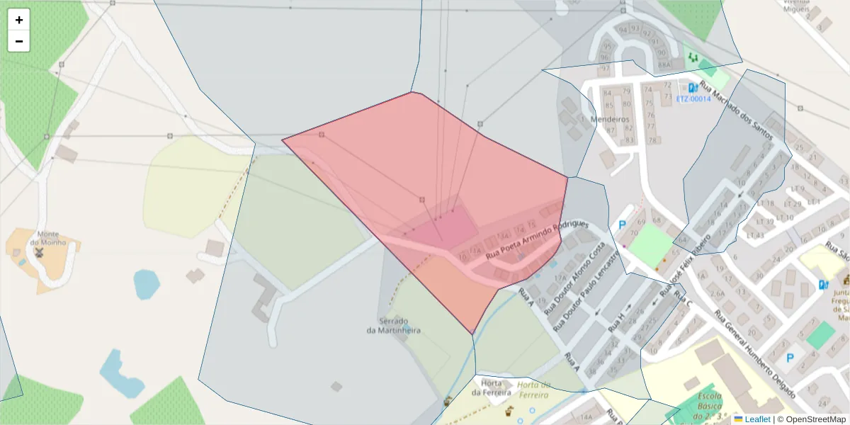Mapa detalhado do código postal 7100-571 com limites, códigos postais vizinhos e agências dos correios