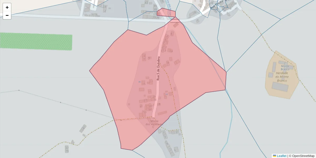 Mapa detalhado do código postal 7100-656 com limites, códigos postais vizinhos e agências dos correios