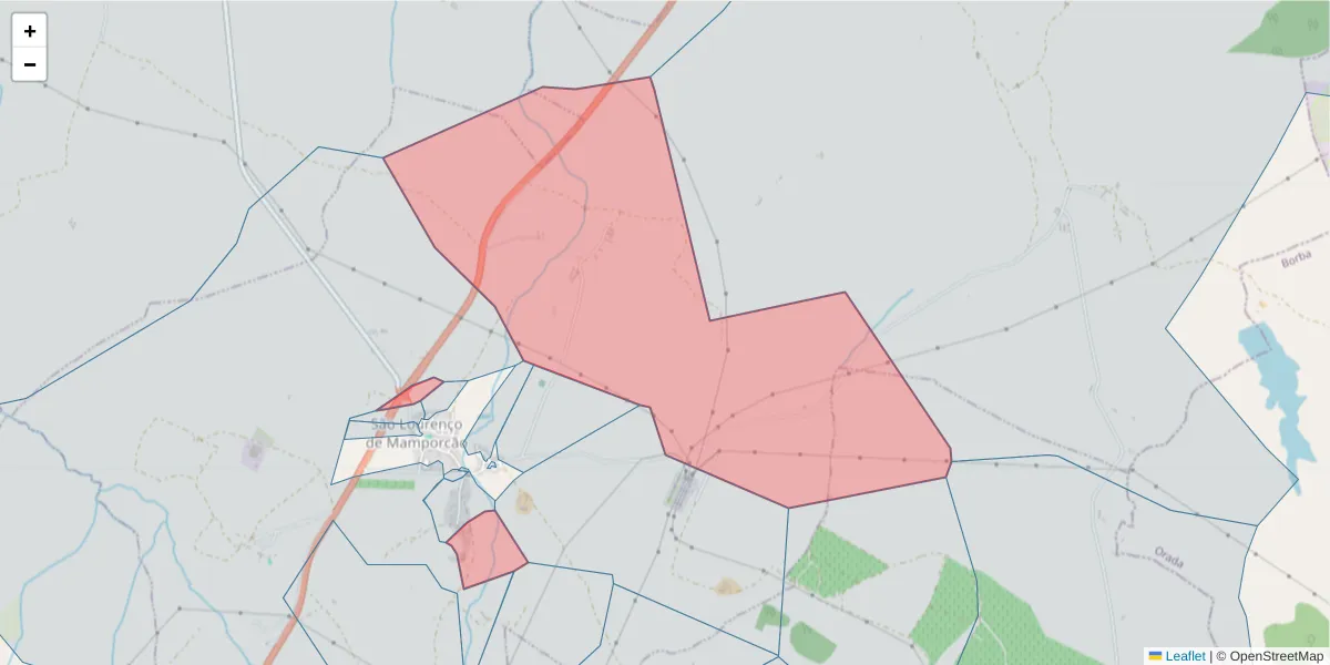 Mapa detalhado do código postal 7100-660 com limites, códigos postais vizinhos e agências dos correios