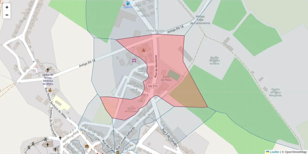 Mapa detalhado do código postal 7100-681 com limites, códigos postais vizinhos e agências dos correios