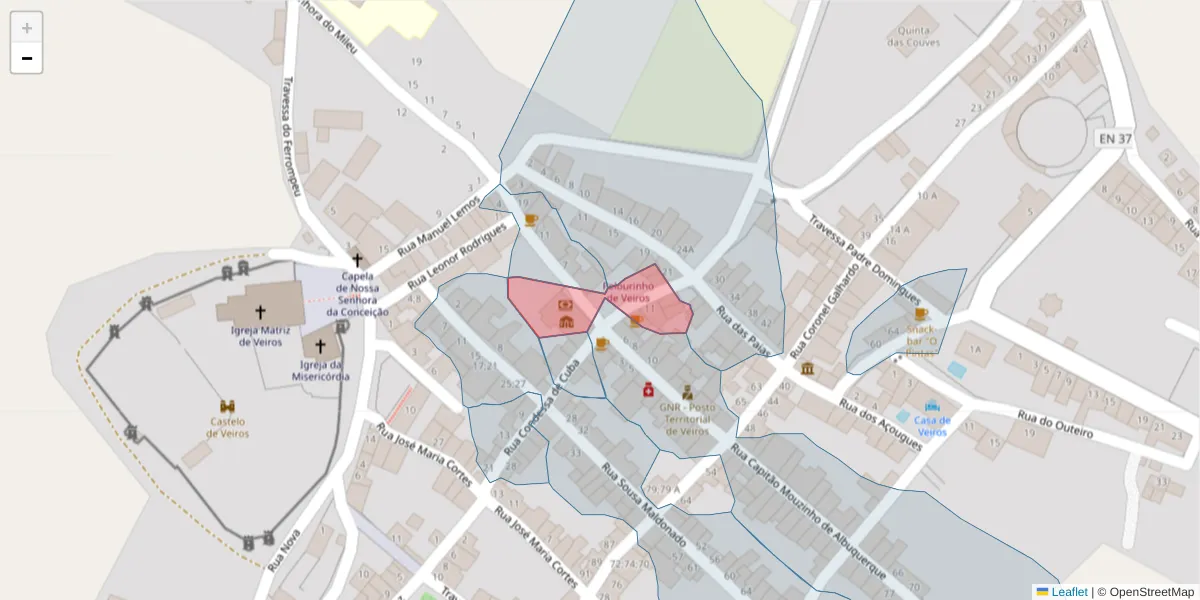 Mapa detalhado do código postal 7100-688 com limites, códigos postais vizinhos e agências dos correios