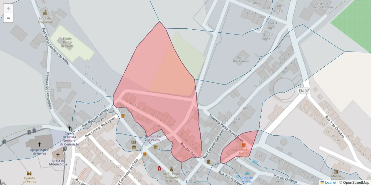 Mapa detalhado do código postal 7100-697 com limites, códigos postais vizinhos e agências dos correios