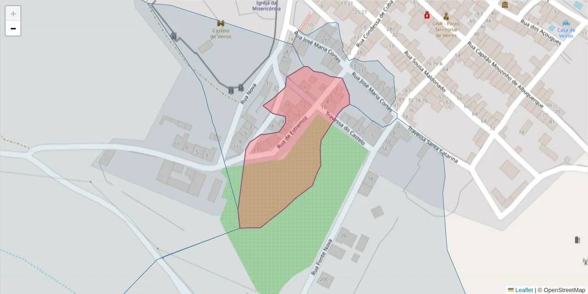 Mapa detalhado do código postal 7100-699 com limites, códigos postais vizinhos e agências dos correios