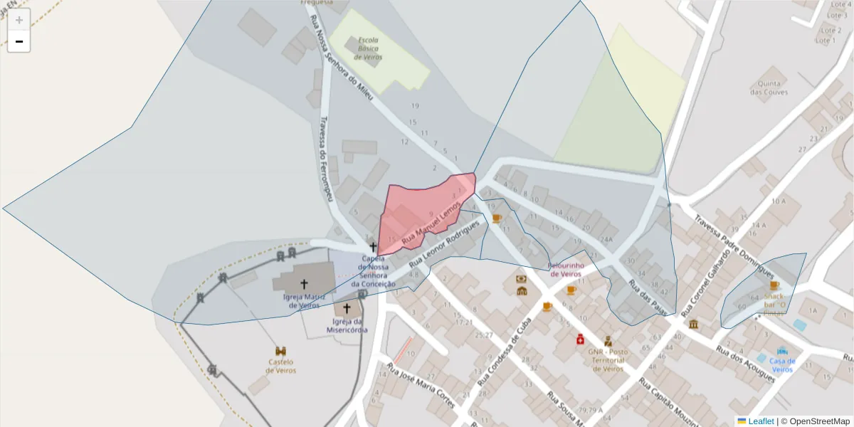 Mapa detalhado do código postal 7100-705 com limites, códigos postais vizinhos e agências dos correios