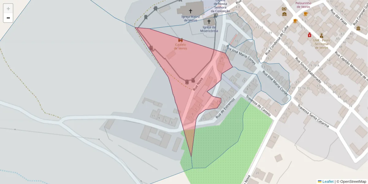 Mapa detalhado do código postal 7100-708 com limites, códigos postais vizinhos e agências dos correios
