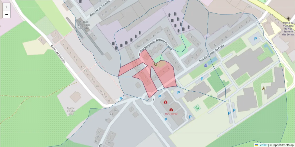 Mapa detalhado do código postal 7150-116 com limites, códigos postais vizinhos e agências dos correios