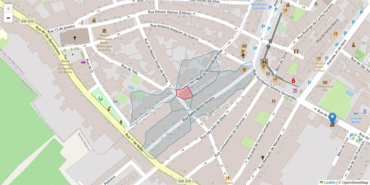 Mapa detalhado do código postal 7150-149;7150-134 com limites, códigos postais vizinhos e agências dos correios