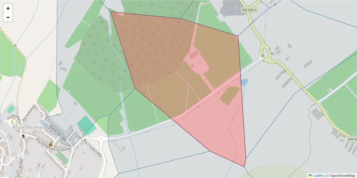 Mapa detalhado do código postal 7150-330 com limites, códigos postais vizinhos e agências dos correios