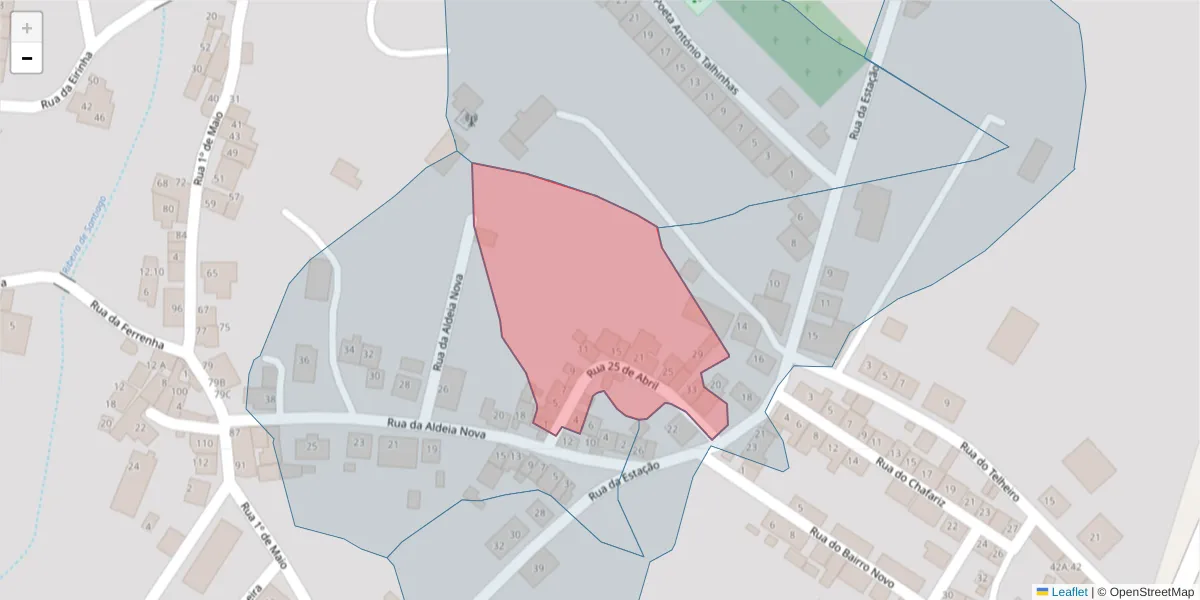 Mapa detalhado do código postal 7150-361 com limites, códigos postais vizinhos e agências dos correios