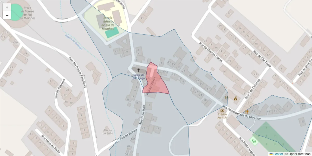 Mapa detalhado do código postal 7150-372 com limites, códigos postais vizinhos e agências dos correios