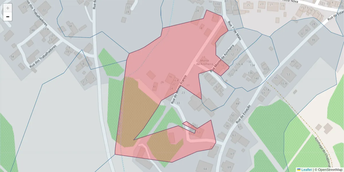 Mapa detalhado do código postal 7150-373 com limites, códigos postais vizinhos e agências dos correios