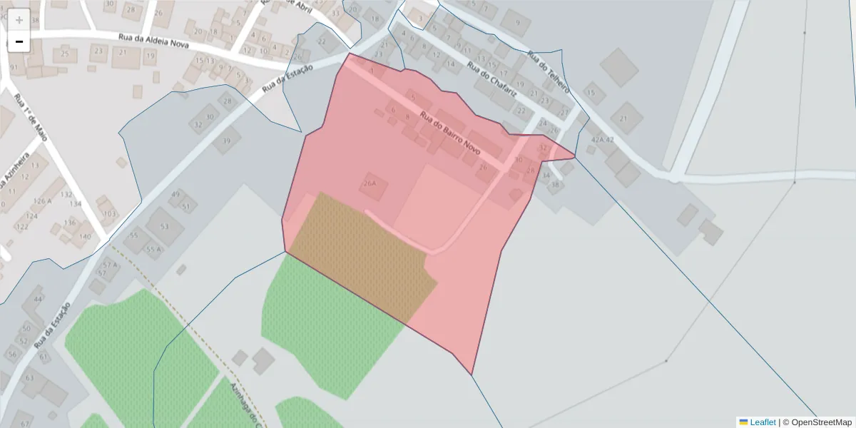 Mapa detalhado do código postal 7150-374 com limites, códigos postais vizinhos e agências dos correios