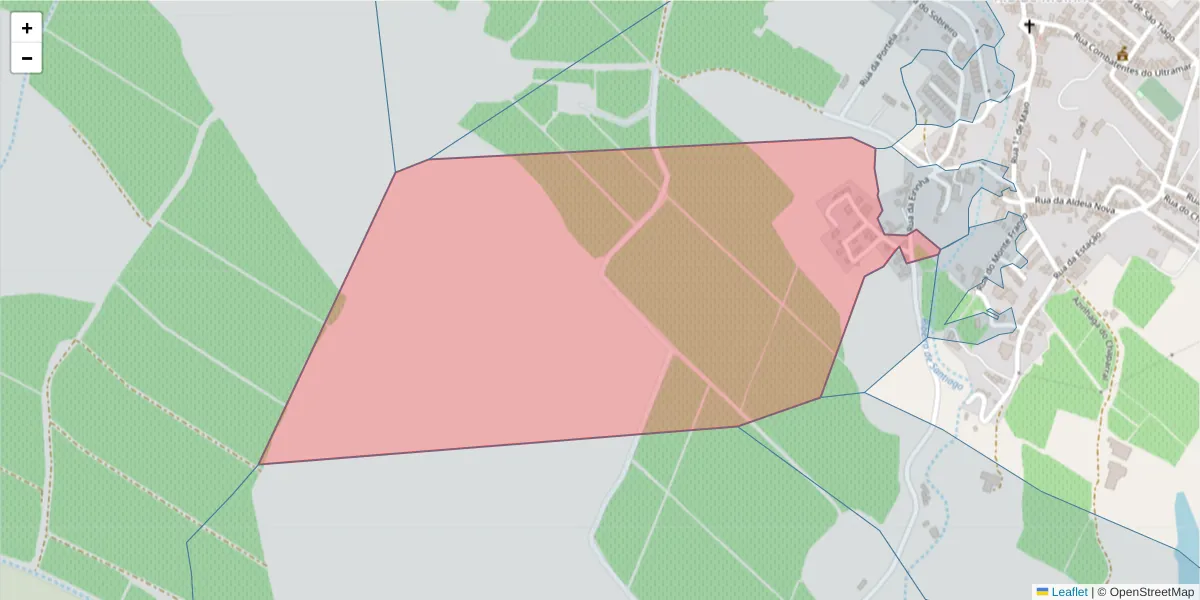 Mapa detalhado do código postal 7150-377 com limites, códigos postais vizinhos e agências dos correios