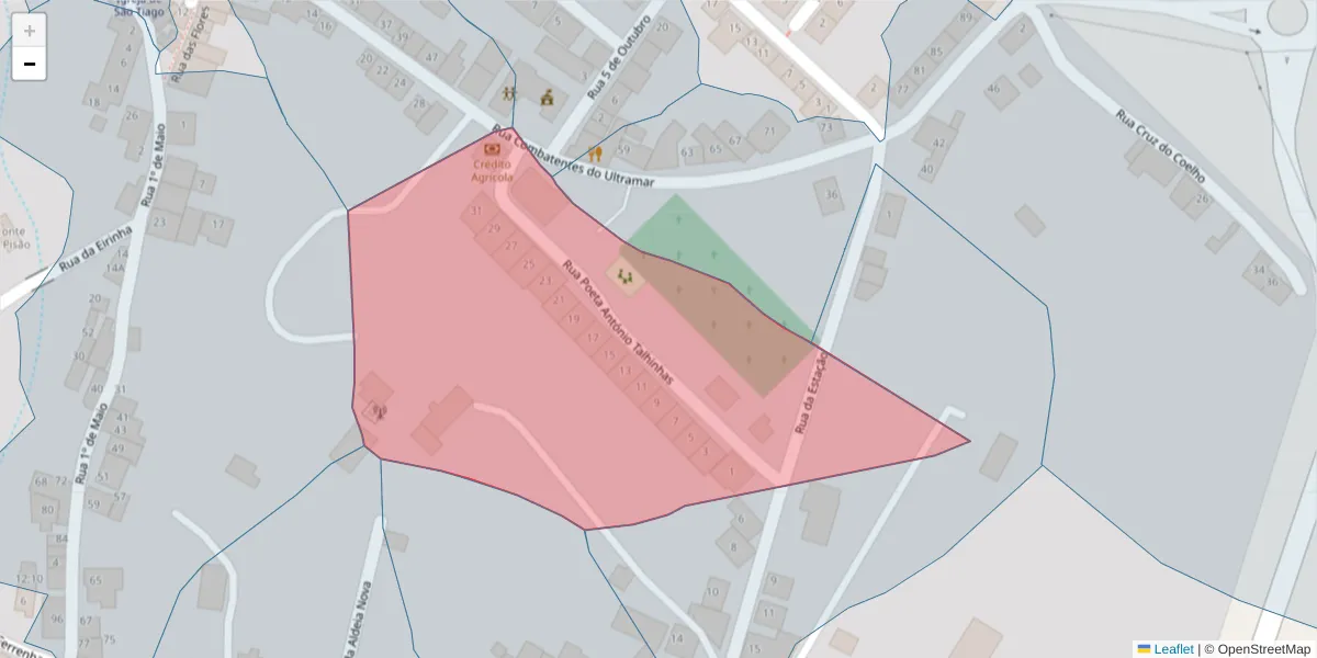 Mapa detalhado do código postal 7150-378 com limites, códigos postais vizinhos e agências dos correios