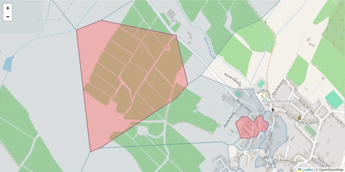 Mapa detalhado do código postal 7150-391 com limites, códigos postais vizinhos e agências dos correios