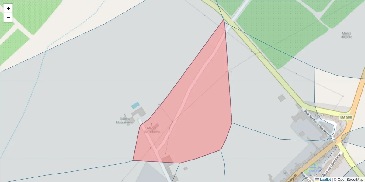 Mapa detalhado do código postal 7160-021 com limites, códigos postais vizinhos e agências dos correios